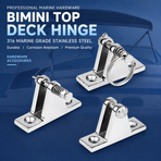 Marine Grade Deck Hinge for Boat Bimini Top Canopy Fittings, Mirror Polished Stainless Steel Hardware for Yacht Deck Mounting and Canopy Connection (A)