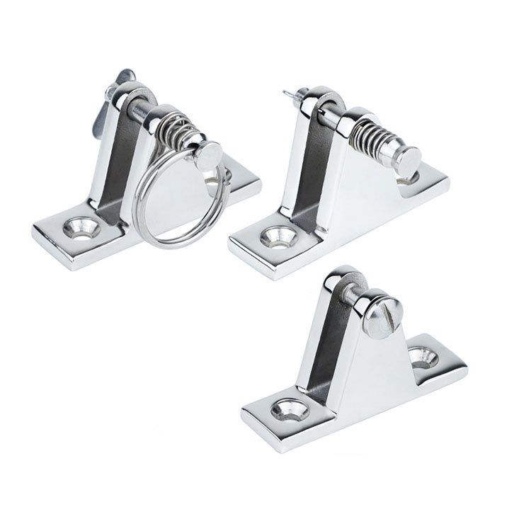 Marine Grade Deck Hinge for Boat Bimini Top Canopy Fittings, Mirror Polished Stainless Steel Hardware for Yacht Deck Mounting and Canopy Connection (A)