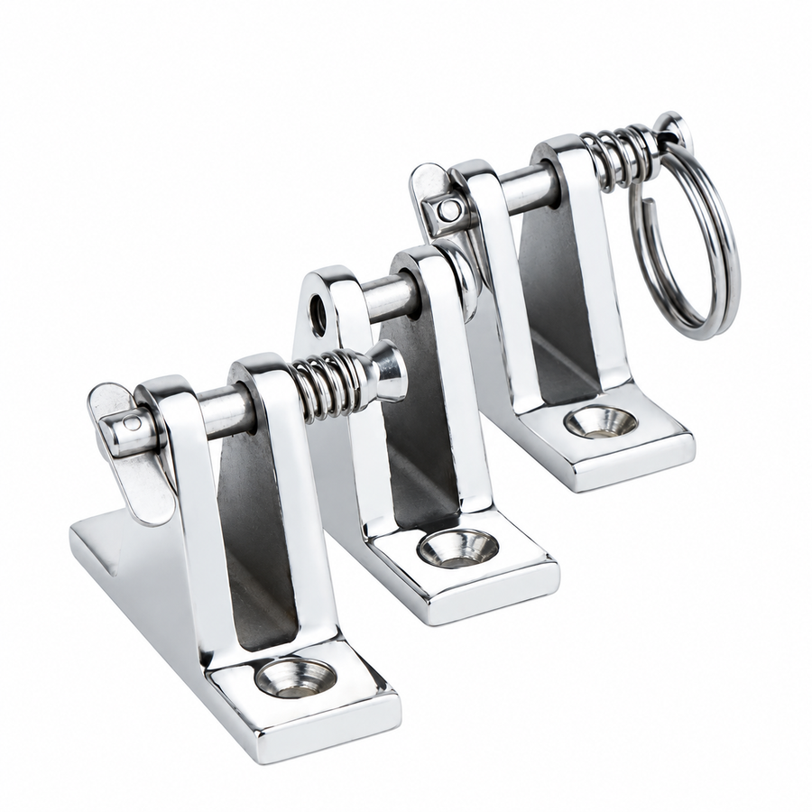 Marine Grade Deck Hinge for Boat Bimini Top Canopy Fittings, Mirror Polished Stainless Steel Hardware for Yacht Deck Mounting and Canopy Connection (A)
