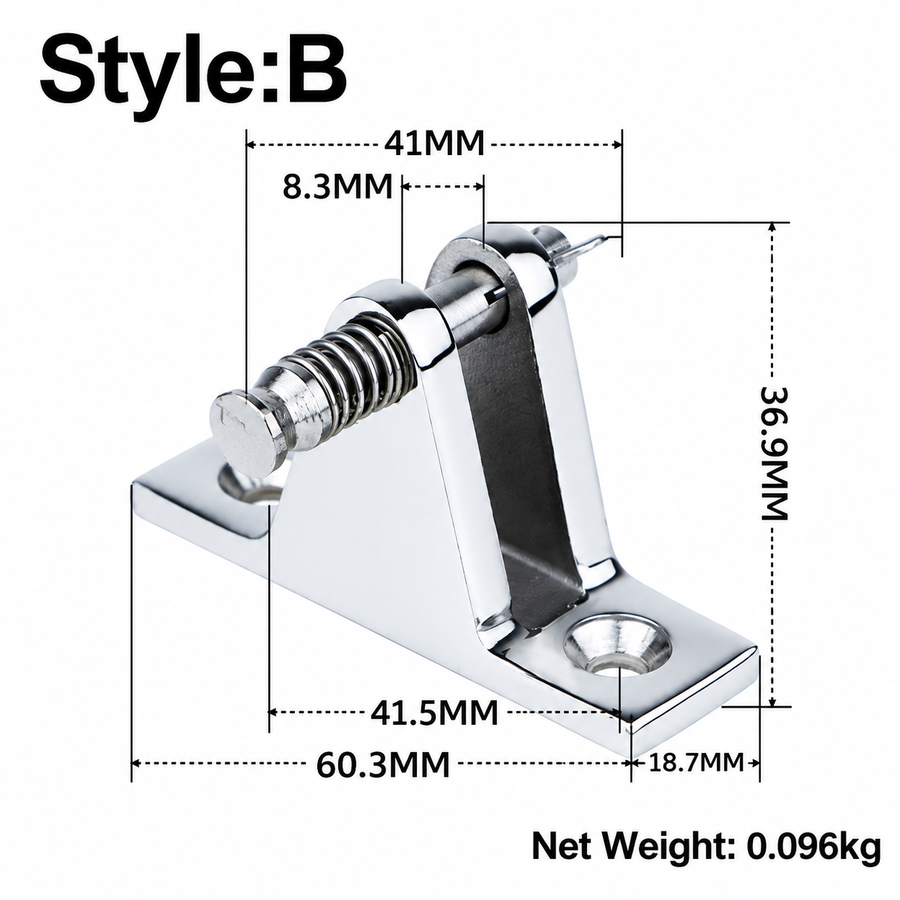 Marine Grade Deck Hinge for Boat Bimini Top Canopy Fittings, Mirror Polished Stainless Steel Hardware for Yacht Deck Mounting and Canopy Connection (A)