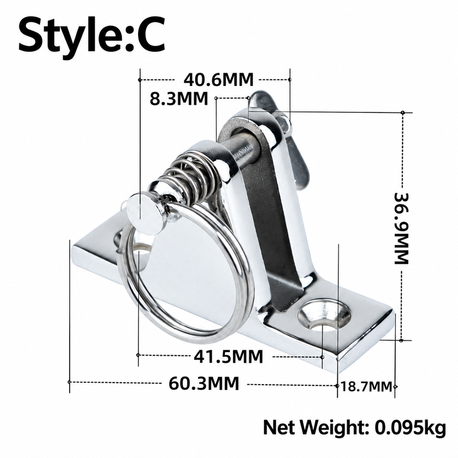 Marine Grade Deck Hinge for Boat Bimini Top Canopy Fittings, Mirror Polished Stainless Steel Hardware for Yacht Deck Mounting and Canopy Connection (A)