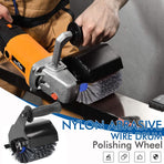 Nylon Abrasive Wire Drum Polishing Wheel for Portable Belt Sander and Angle Grinder, Rotary Brush for Wood Sanding, Metal Drawing, Rust Removal, Deburring and Surface Finishing (M10 Angle Grinder Conversion Kit)