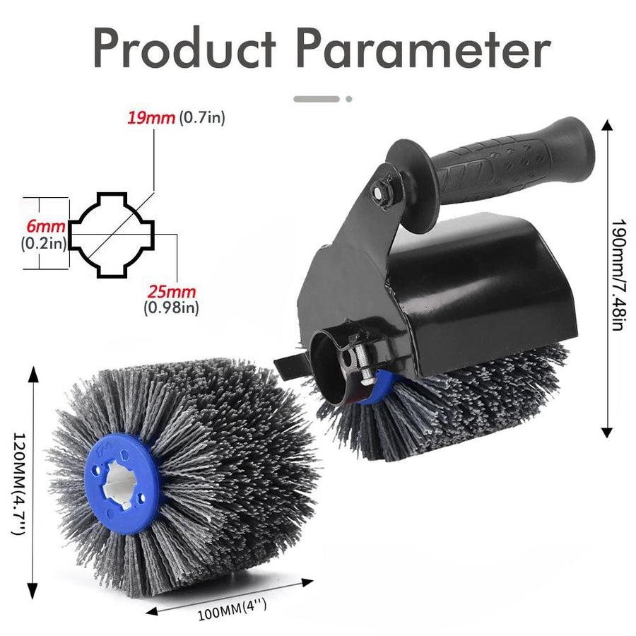 Nylon Abrasive Wire Drum Polishing Wheel for Portable Belt Sander and Angle Grinder, Rotary Brush for Wood Sanding, Metal Drawing, Rust Removal, Deburring and Surface Finishing (M10 Angle Grinder Conversion Kit)