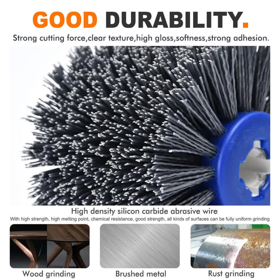 Nylon Abrasive Wire Drum Polishing Wheel for Portable Belt Sander and Angle Grinder, Rotary Brush for Wood Sanding, Metal Drawing, Rust Removal, Deburring and Surface Finishing (M10 Angle Grinder Conversion Kit)