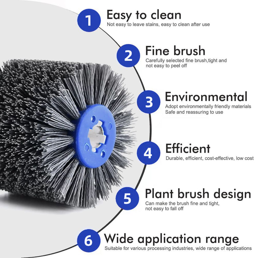 Nylon Abrasive Wire Drum Polishing Wheel for Portable Belt Sander and Angle Grinder, Rotary Brush for Wood Sanding, Metal Drawing, Rust Removal, Deburring and Surface Finishing (M10 Angle Grinder Conversion Kit)