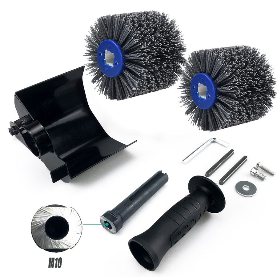Nylon Abrasive Wire Drum Polishing Wheel for Portable Belt Sander and Angle Grinder, Rotary Brush for Wood Sanding, Metal Drawing, Rust Removal, Deburring and Surface Finishing (M10 Angle Grinder Conversion Kit)