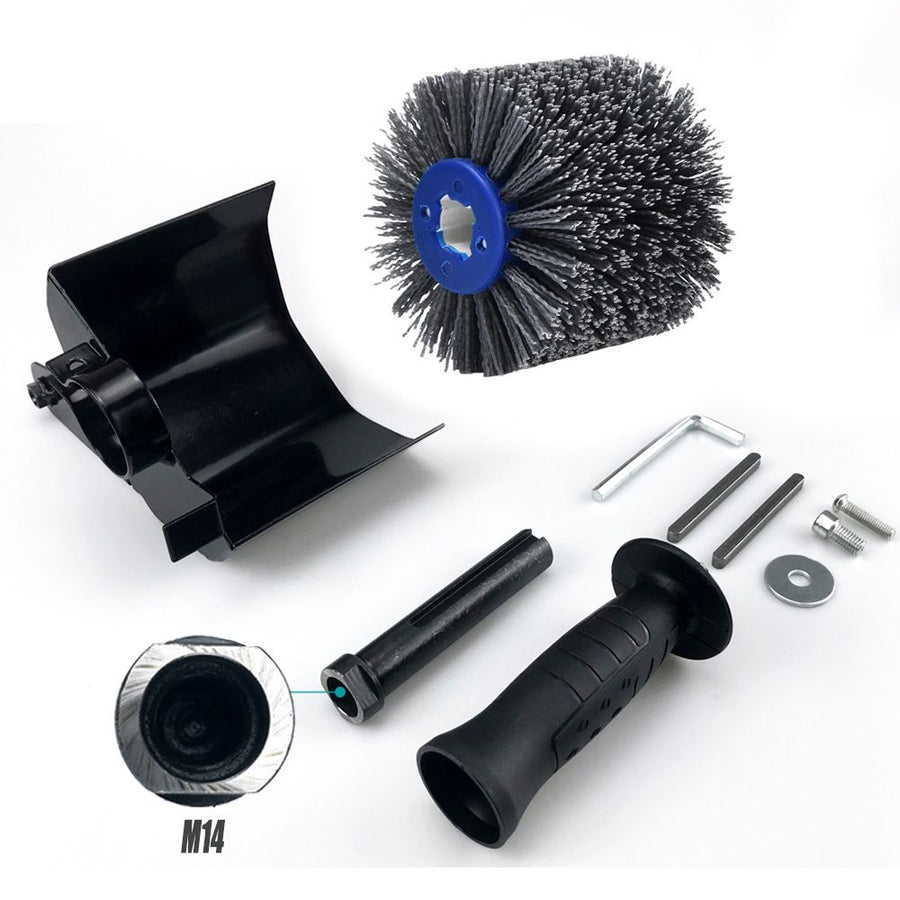 Nylon Abrasive Wire Drum Polishing Wheel for Portable Belt Sander and Angle Grinder, Rotary Brush for Wood Sanding, Metal Drawing, Rust Removal, Deburring and Surface Finishing (M10 Angle Grinder Conversion Kit)