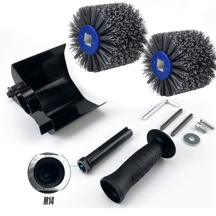 Nylon Abrasive Wire Drum Polishing Wheel for Portable Belt Sander and Angle Grinder, Rotary Brush for Wood Sanding, Metal Drawing, Rust Removal, Deburring and Surface Finishing (M10 Angle Grinder Conversion Kit)