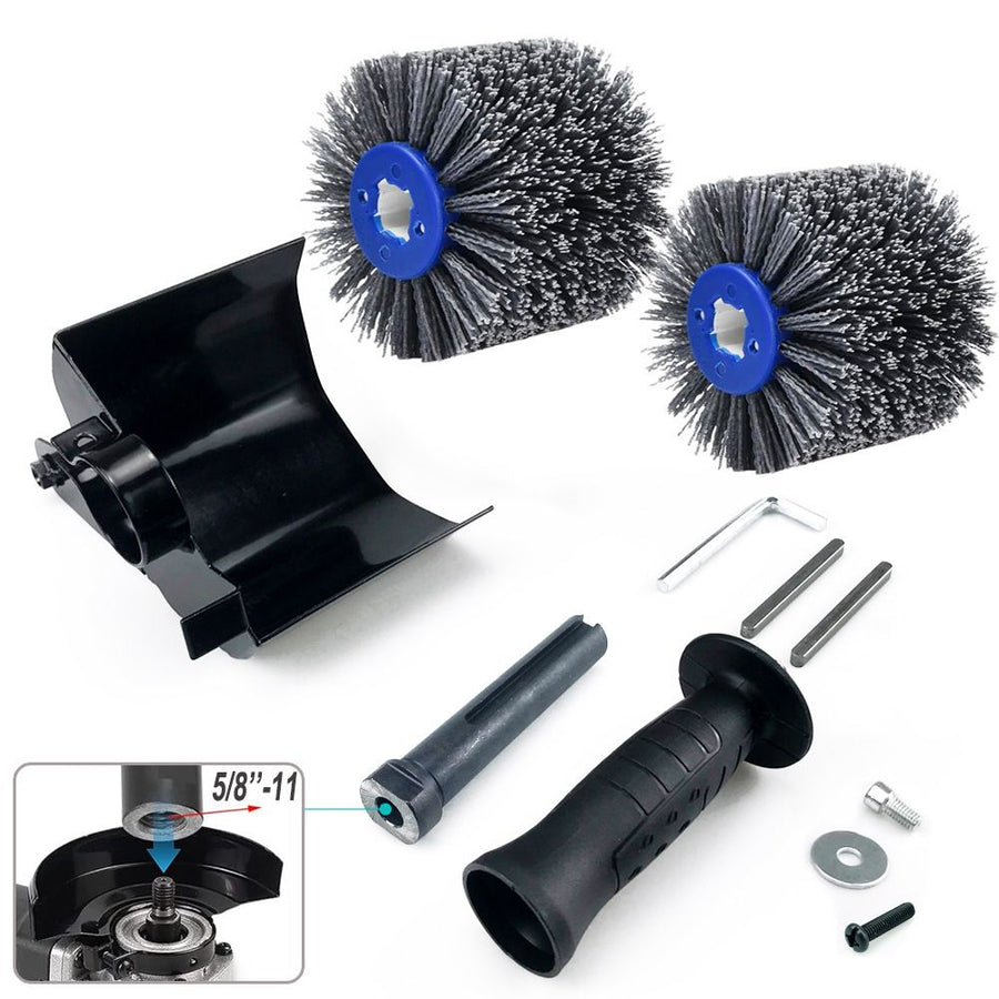 Nylon Abrasive Wire Drum Polishing Wheel for Portable Belt Sander and Angle Grinder, Rotary Brush for Wood Sanding, Metal Drawing, Rust Removal, Deburring and Surface Finishing (M10 Angle Grinder Conversion Kit)