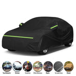 Waterproof Double-Layer Polyester Car Cover with Reflective Strips, Windproof Straps, Driver-Side Zipper, and All-Weather Protection for Outdoor Parking (XL)