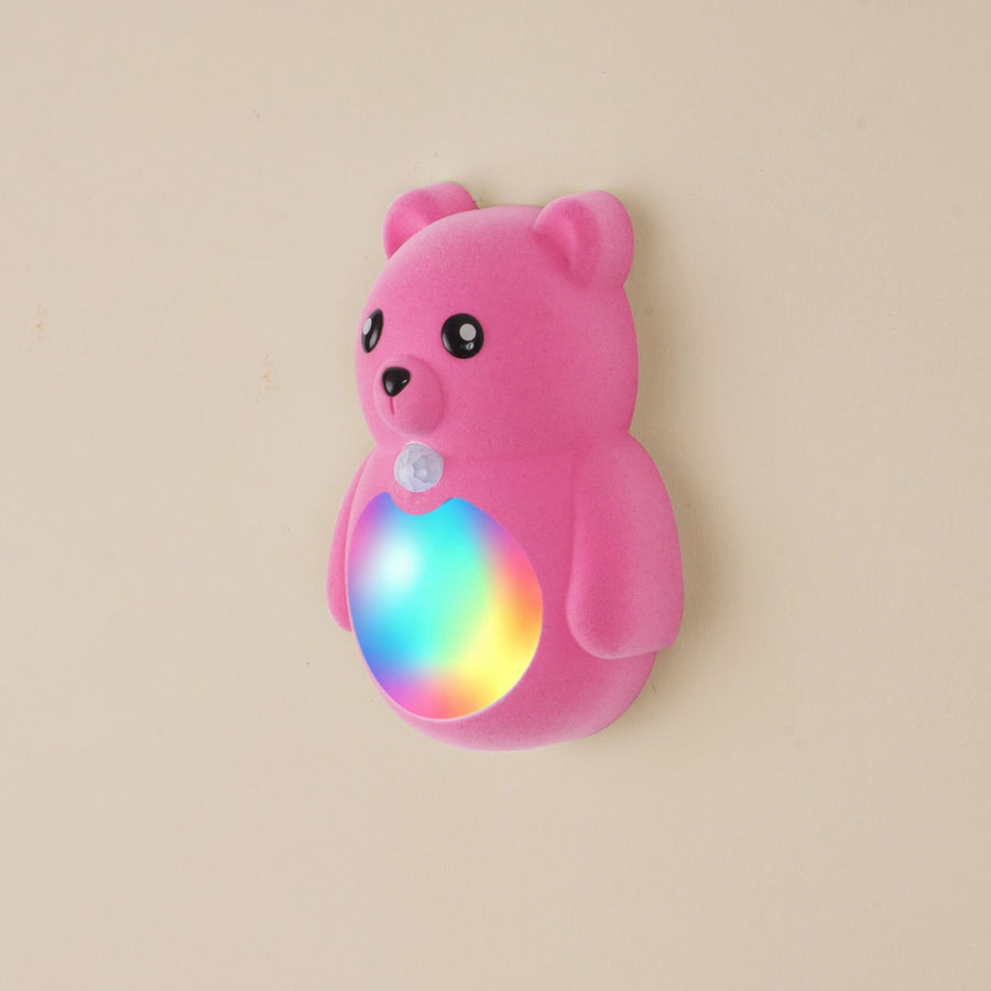 Cartoon Bear Motion Sensor Night Light, Rechargeable Magnetic Wall Lamp with Soft Plush Surface, Warm White and Rainbow Gradient Glow, Adorable Bear Shape for Nursery, Hallway, Stairs, Bedroom and Kitchen (1PCS, Brown)
