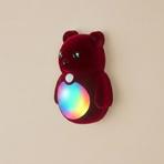 Cartoon Bear Motion Sensor Night Light, Rechargeable Magnetic Wall Lamp with Soft Plush Surface, Warm White and Rainbow Gradient Glow, Adorable Bear Shape for Nursery, Hallway, Stairs, Bedroom and Kitchen (1PCS, DarkRed)