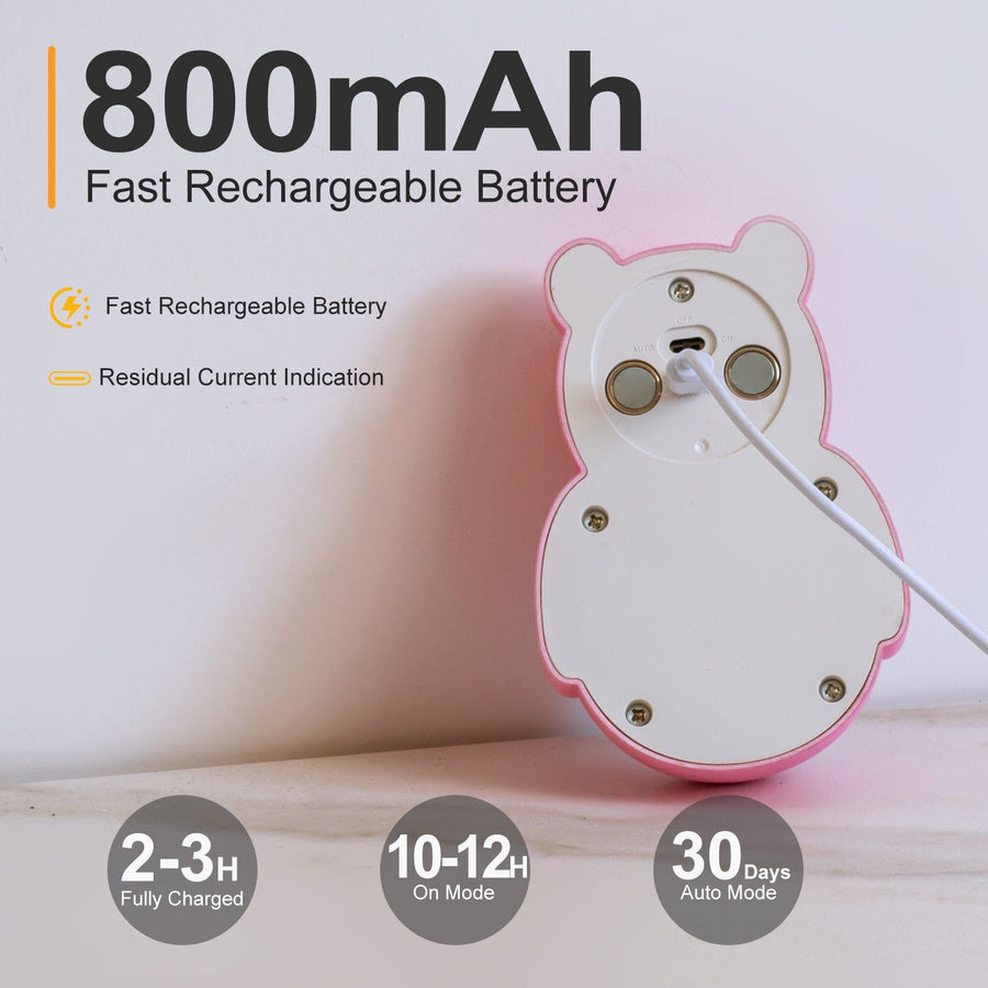 Cartoon Bear Motion Sensor Night Light, Rechargeable Magnetic Wall Lamp with Soft Plush Surface, Warm White and Rainbow Gradient Glow, Adorable Bear Shape for Nursery, Hallway, Stairs, Bedroom and Kitchen (3PCS, DarkRed)