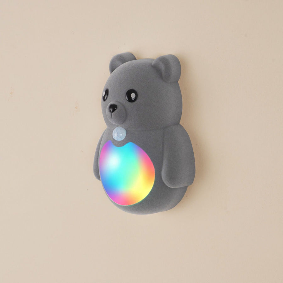 Cartoon Bear Motion Sensor Night Light, Rechargeable Magnetic Wall Lamp with Soft Plush Surface, Warm White and Rainbow Gradient Glow, Adorable Bear Shape for Nursery, Hallway, Stairs, Bedroom and Kitchen (3PCS, DarkRed)