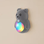 Cartoon Bear Motion Sensor Night Light, Rechargeable Magnetic Wall Lamp with Soft Plush Surface, Warm White and Rainbow Gradient Glow, Adorable Bear Shape for Nursery, Hallway, Stairs, Bedroom and Kitchen (3PCS, Grey)