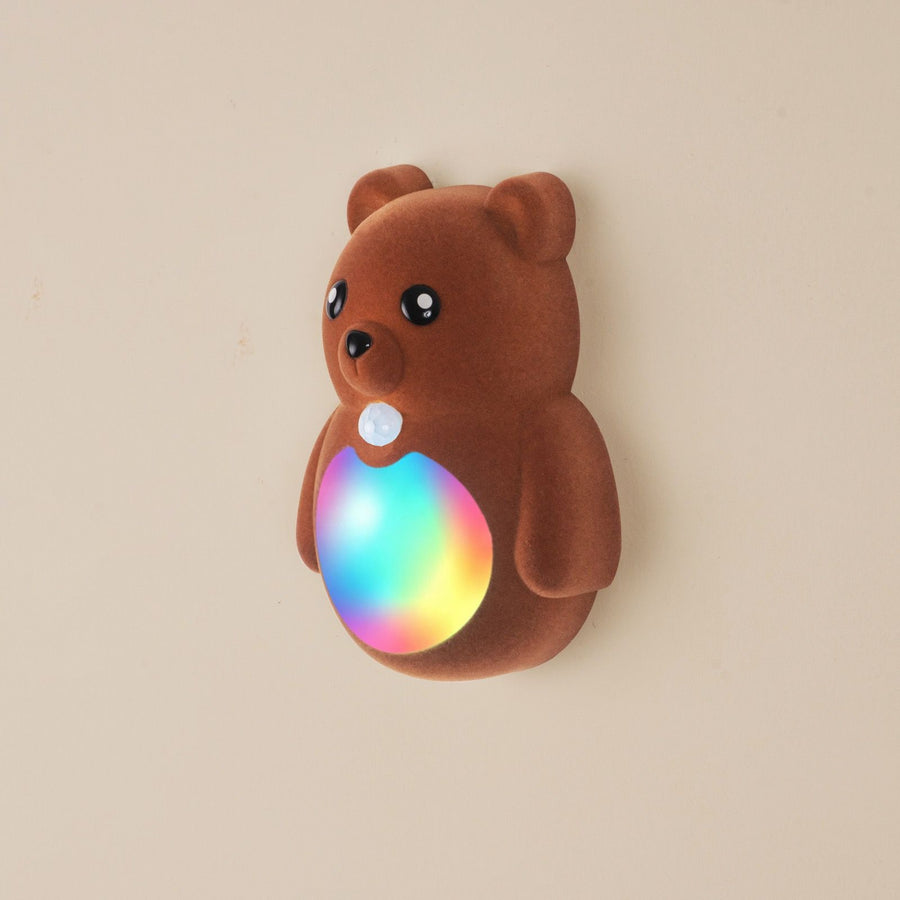 Cartoon Bear Motion Sensor Night Light, Rechargeable Magnetic Wall Lamp with Soft Plush Surface, Warm White and Rainbow Gradient Glow, Adorable Bear Shape for Nursery, Hallway, Stairs, Bedroom and Kitchen (3PCS, Grey)