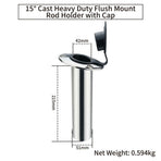 Heavy Duty Cast Stainless Steel Boat Fishing Rod Holder with Protective Cap for Yacht and Marine Deck Mounting (15°)