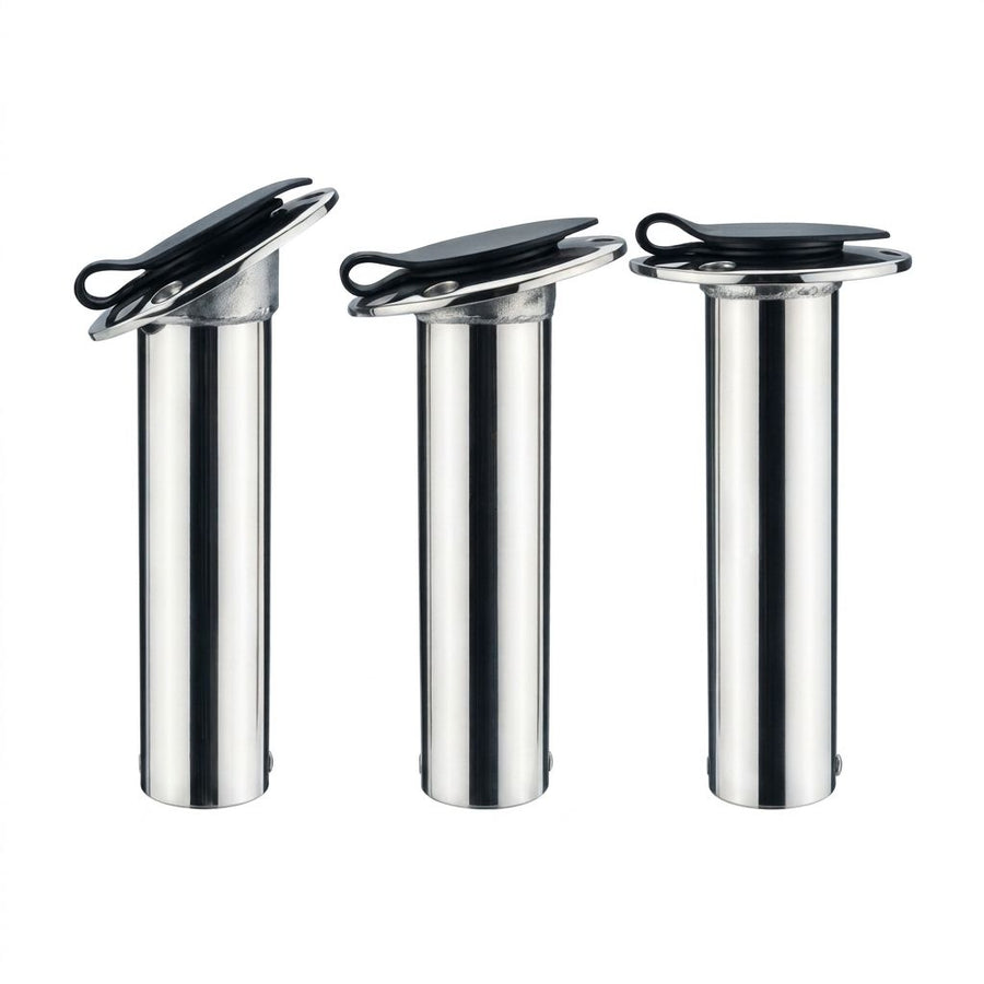 Heavy Duty Cast Stainless Steel Boat Fishing Rod Holder with Protective Cap for Yacht and Marine Deck Mounting (15°)