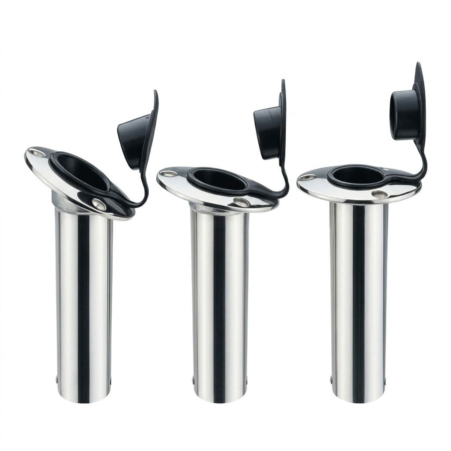 Heavy Duty Cast Stainless Steel Boat Fishing Rod Holder with Protective Cap for Yacht and Marine Deck Mounting (90°)