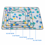 Cooling Pet Mat for Dogs and Cats, Breathable Ice Silk Summer Bed Pad with Non-Slip Base, Washable Comfortable Resting Cushion for Indoor Floors Sofas and Pet Crates (Blue Tropical Style, M)