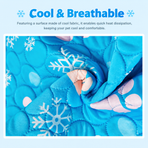 Cooling Pet Mat for Dogs and Cats, Breathable Ice Silk Summer Bed Pad with Non-Slip Base, Washable Comfortable Resting Cushion for Indoor Floors Sofas and Pet Crates (Blue Tropical Style, M)