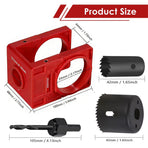 9-Piece Hinge and Door Lock Installation Kit with Adjustable Locator Template, Hole Saws and Drill Bits for Wooden Doors, Home Improvement and Carpentry Hardware Fitting (Red)
