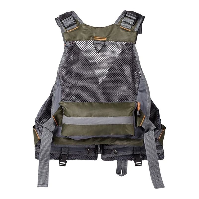 Multi-Pocket Outdoor Fishing Vest with Breathable Mesh and Adjustable Fit for Angling, Photography, and Short-Distance Exploration (Grey)