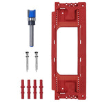 Adjustable Door Hinge Routing Template Jig Kit with Alloy Trimming Bit and Locating Pins for Woodworking Door Frame Mortise Installation (Red)