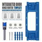 Adjustable Door Hinge Routing Template Jig Kit with Alloy Trimming Bit and Locating Pins for Woodworking Door Frame Mortise Installation (Red)