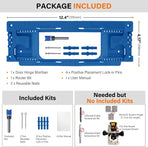 Adjustable Door Hinge Routing Template Jig Kit with Alloy Trimming Bit and Locating Pins for Woodworking Door Frame Mortise Installation (Red)