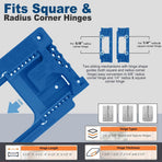 Adjustable Door Hinge Routing Template Jig Kit with Alloy Trimming Bit and Locating Pins for Woodworking Door Frame Mortise Installation (Red)
