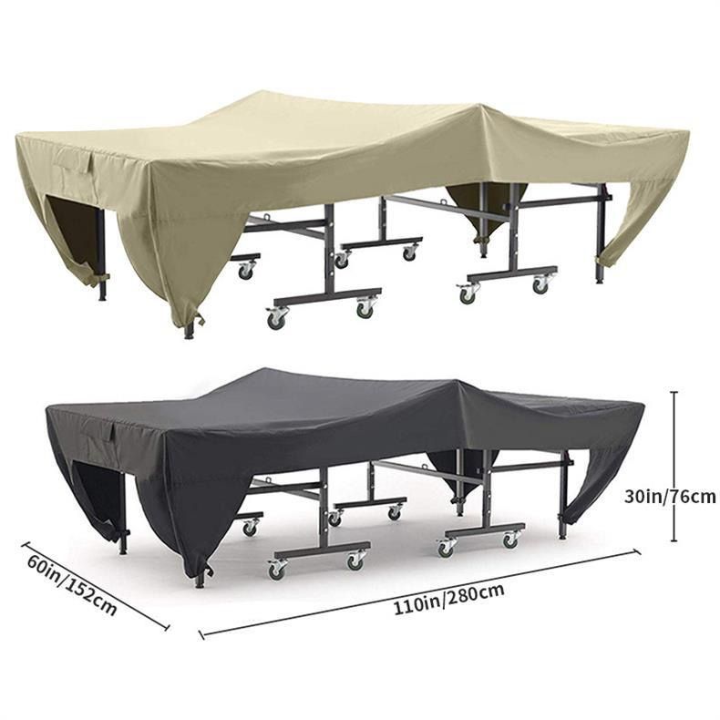 Premium Outdoor Ping Pong Table Cover Waterproof Sunproof Dustproof, Fits Standard Tables with Accessory Pocket and Secure Straps for All-Weather Protection (400D, Black)
