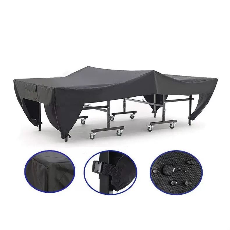 Premium Outdoor Ping Pong Table Cover Waterproof Sunproof Dustproof, Fits Standard Tables with Accessory Pocket and Secure Straps for All-Weather Protection (400D, Black)