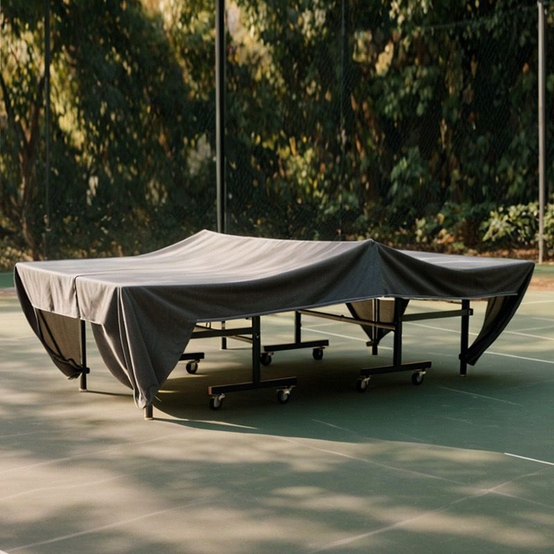 Premium Outdoor Ping Pong Table Cover Waterproof Sunproof Dustproof, Fits Standard Tables with Accessory Pocket and Secure Straps for All-Weather Protection (400D, Black)