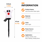 Halloween Solar Pathway Lights Set, 3 Spooky Designs Including Pumpkin with Witch Hat, Cute Ghost, and Faux Campfire, Warm Glow, Auto On/Off, Waterproof Solar Stake Lights for Outdoor Garden Yard Path Decor (Ghost, 3PCS)