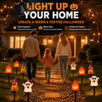 Halloween Solar Pathway Lights Set, 3 Spooky Designs Including Pumpkin with Witch Hat, Cute Ghost, and Faux Campfire, Warm Glow, Auto On/Off, Waterproof Solar Stake Lights for Outdoor Garden Yard Path Decor (Ghost, 3PCS)