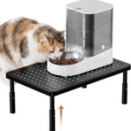 Adjustable Pet Feeder Stand for Cats and Small Dogs – Elevated Raised Bowl Holder with 3-Level Height Settings, Sturdy Plastic Base for Automatic Feeders and Water Fountains, Space-Saving Indoor Use, Black & White Options (Black)