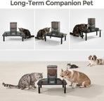 Adjustable Pet Feeder Stand for Cats and Small Dogs – Elevated Raised Bowl Holder with 3-Level Height Settings, Sturdy Plastic Base for Automatic Feeders and Water Fountains, Space-Saving Indoor Use, Black & White Options (Black)