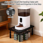 Adjustable Pet Feeder Stand for Cats and Small Dogs – Elevated Raised Bowl Holder with 3-Level Height Settings, Sturdy Plastic Base for Automatic Feeders and Water Fountains, Space-Saving Indoor Use, Black & White Options (Black)