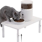 Adjustable Pet Feeder Stand for Cats and Small Dogs – Elevated Raised Bowl Holder with 3-Level Height Settings, Sturdy Plastic Base for Automatic Feeders and Water Fountains, Space-Saving Indoor Use, Black & White Options (White)