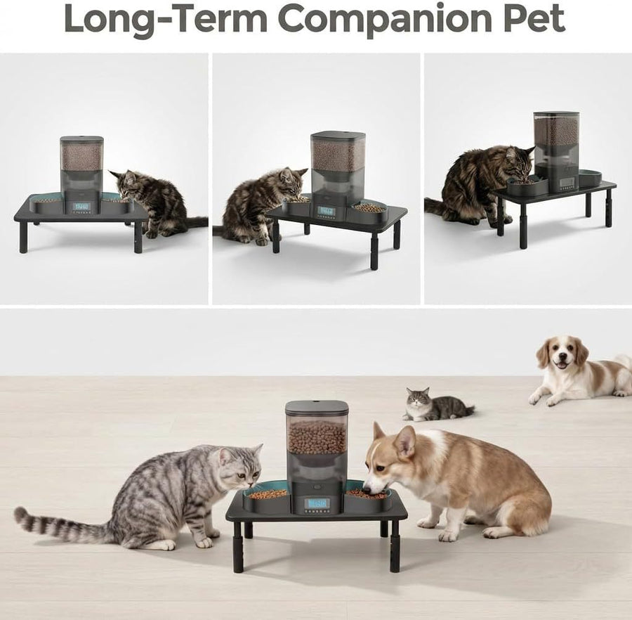Adjustable Pet Feeder Stand for Cats and Small Dogs – Elevated Raised Bowl Holder with 3-Level Height Settings, Sturdy Plastic Base for Automatic Feeders and Water Fountains, Space-Saving Indoor Use, Black & White Options (White)