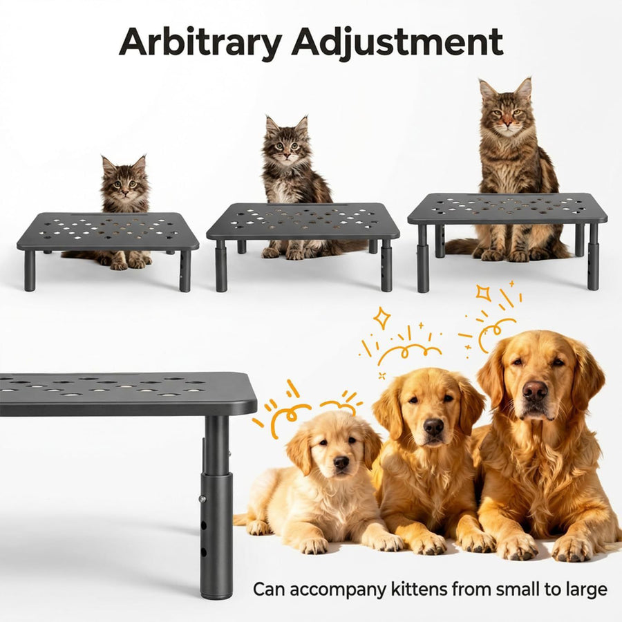 Adjustable Pet Feeder Stand for Cats and Small Dogs – Elevated Raised Bowl Holder with 3-Level Height Settings, Sturdy Plastic Base for Automatic Feeders and Water Fountains, Space-Saving Indoor Use, Black & White Options (White)