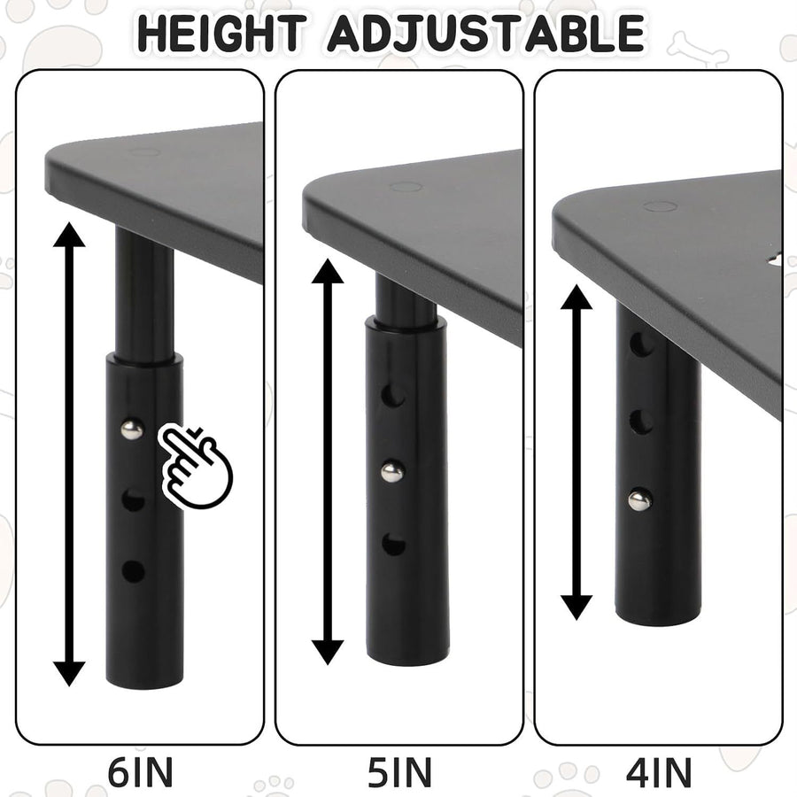 Adjustable Pet Feeder Stand for Cats and Small Dogs – Elevated Raised Bowl Holder with 3-Level Height Settings, Sturdy Plastic Base for Automatic Feeders and Water Fountains, Space-Saving Indoor Use, Black & White Options (White)