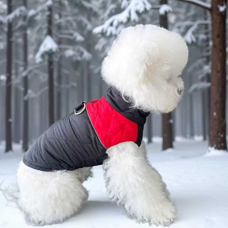 Winter Pet Dog Padded Vest with Waterproof Shell, Warm Fleece Lining, and Leash Attachment Ring for Outdoor Cold Weather Walks (3XL, Blue)