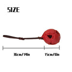 Interactive Leather Chew Ball for Dogs with Durable Rope Handle – Ideal for Puppy Training, Dental Chewing, Outdoor Fetch, and Bonding Play for Small to Medium Breeds (Red)