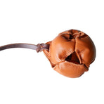 Interactive Leather Chew Ball for Dogs with Durable Rope Handle – Ideal for Puppy Training, Dental Chewing, Outdoor Fetch, and Bonding Play for Small to Medium Breeds (Red)