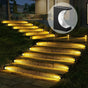 Solar Crescent Moon Step Light with Monocrystalline Silicon Panel, ABS & PS Construction, IP65 Waterproof, 3000K Warm White or 6000K Cool White Options for Outdoor Garden Paths, Driveways, and Wooden Deck Stairs (6PCS, Warm White Light)
