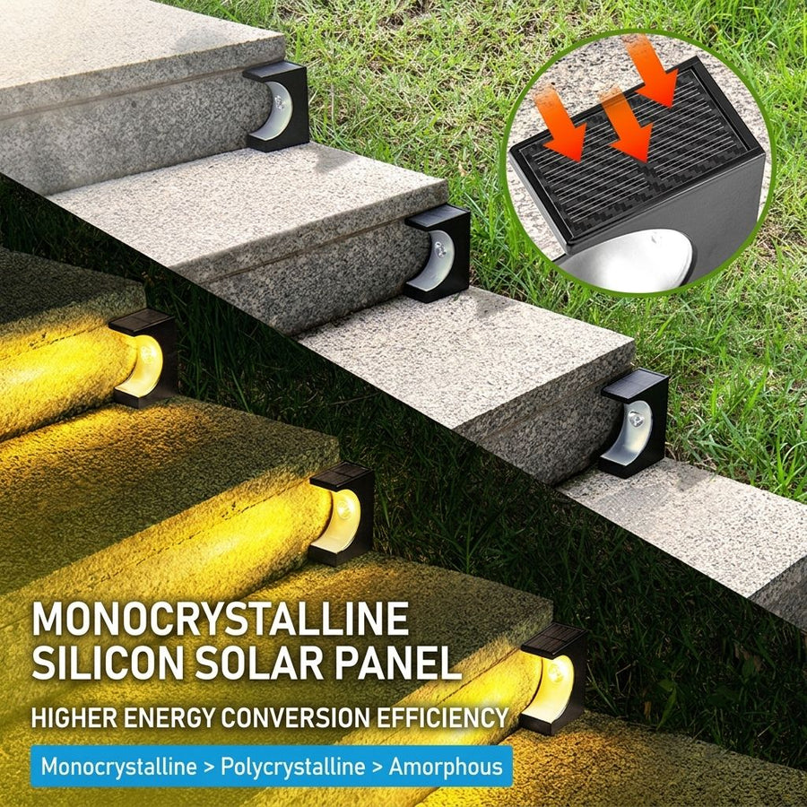 Solar Crescent Moon Step Light with Monocrystalline Silicon Panel, ABS & PS Construction, IP65 Waterproof, 3000K Warm White or 6000K Cool White Options for Outdoor Garden Paths, Driveways, and Wooden Deck Stairs (6PCS, Warm White Light)