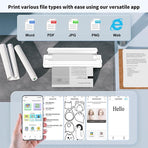 Portable A4 Thermal Printer with Bluetooth Wireless Connectivity, Inkless Printing for Home, Office, and Tattoo Transfer Use on Paper and Various Media (Black)