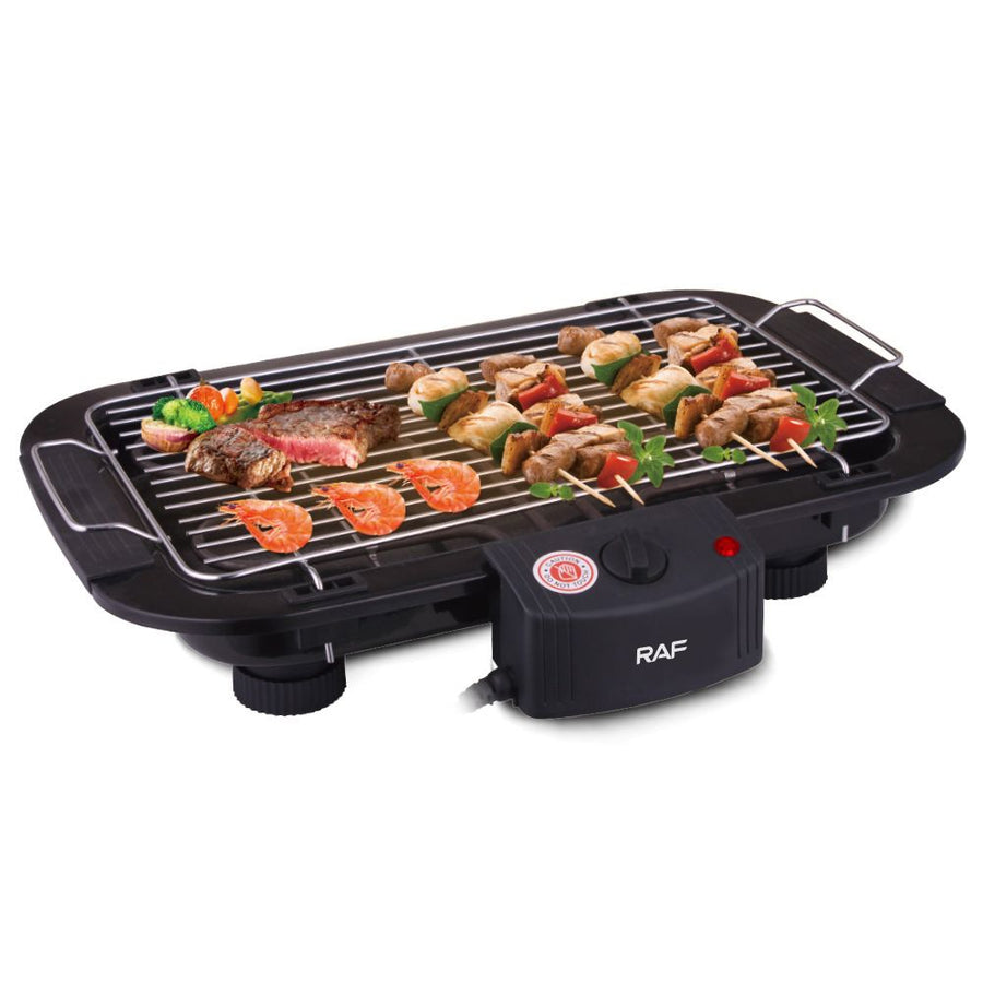 2000W Electric Indoor Smoker Grill with Detachable Rack and Adjustable Heights for Home Kitchen Balcony and Small Outdoor Gatherings (Black)